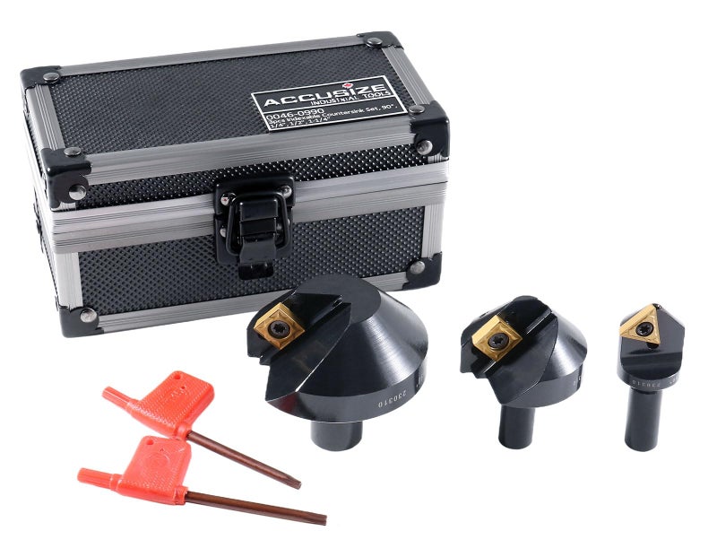 Accusize Industrial Tools 1/4'', 1/2'' and 1-1/4'' 90 Degree Indexable Carbide Countersinks, 0046-0990 - Image 3